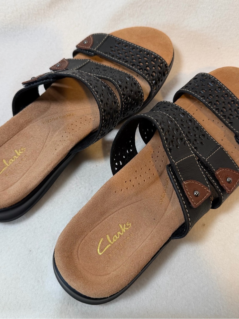 Clarks Black Kitly Walk Sandal — Slip-On Comfort